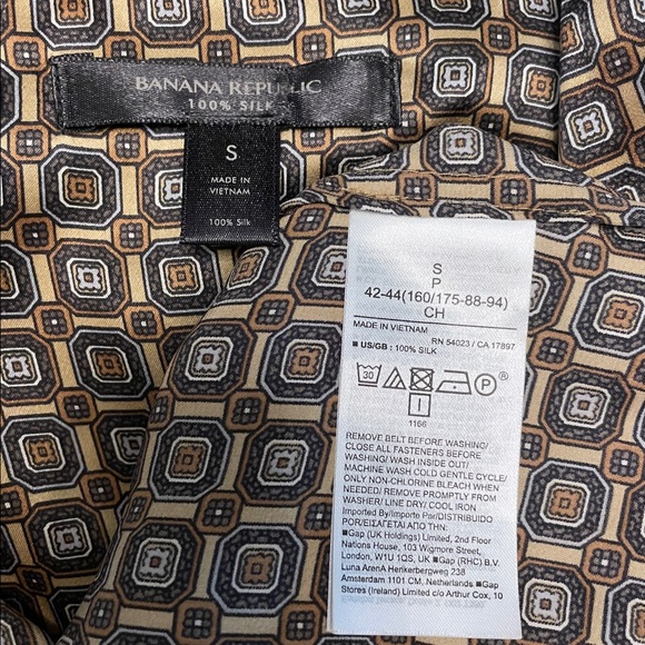 Banana Republic Muse Silk Maxi Shirt Dress Sz Small Geometric Print Long Sleeve - Picture 14 of 16